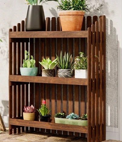 

Flower shelf, anticorrosive wood balcony, indoor living room, multi-layer shelf, solid wood, pothos, succulent flower pot shelf