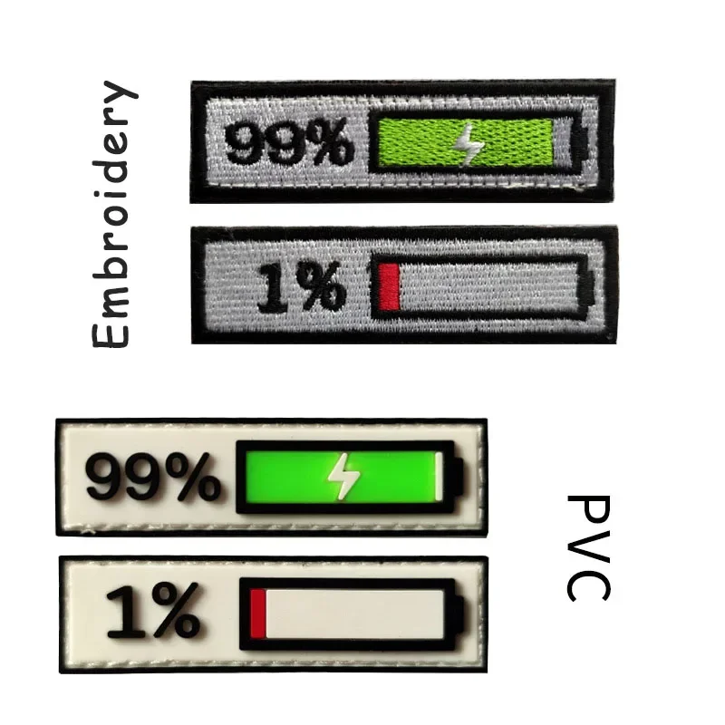 Naszywki z haczykami i pętelkami 3D do ładowania odzieży 99% pozostałą baterię 1% plakietkę Morale na naklejce łatka haftowana plecaka