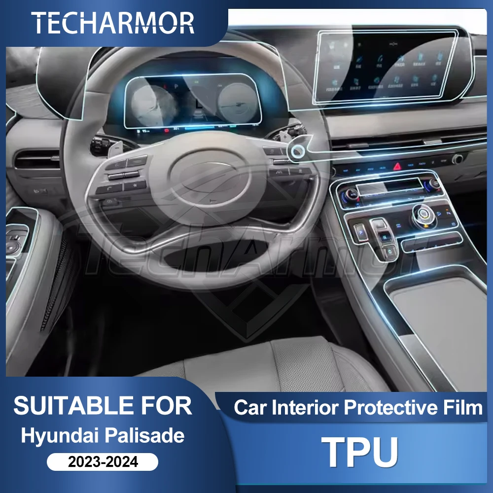Auto-Innenraum-TPU-Schutzfolie, kratzfeste Folie für Hyundai Palisade 2023–24, schützende transparente, reißfeste Aufkleber, Zubehör