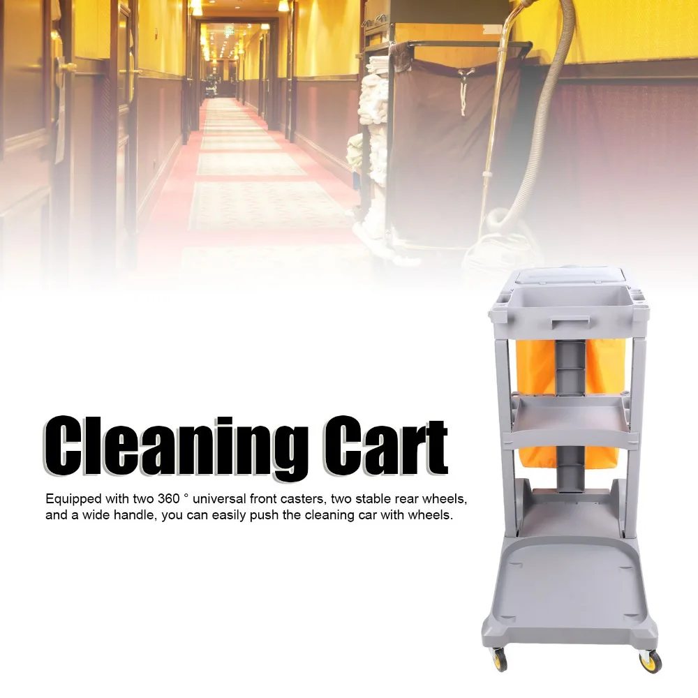 Gray with cover Cleaning trolley Cleaning trolley Multi-function cart Grass trolley Tool trolley Cleaning service hotel hotel