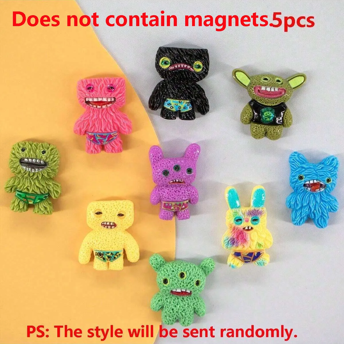 Mini Cute Resin Grinning Monster Resin Accessories,Diy Phone Cases and Refrigerator Magnets,Kitchen Home Decor