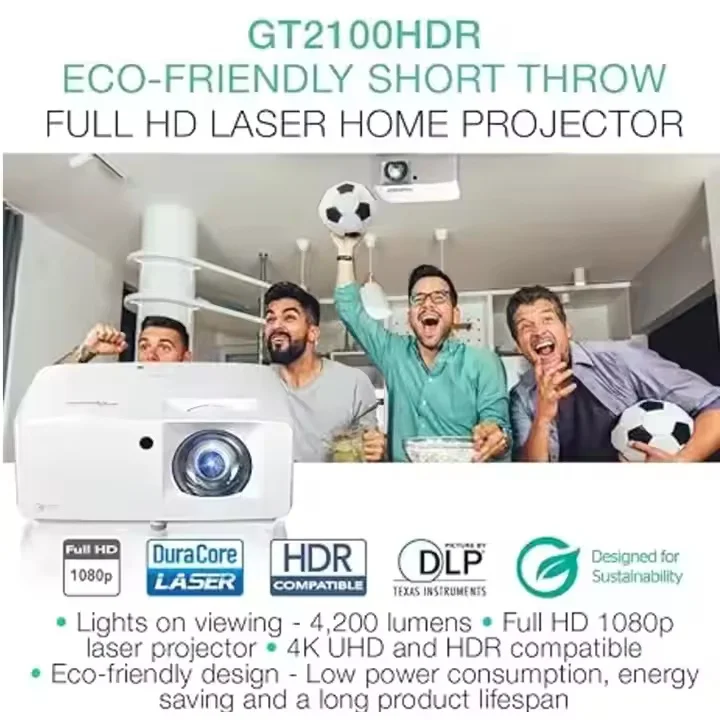 옵토마 GT2100HDR 홈시어터 게이밍 비디오 프로젝터 단초점 레이저 1080P 풀HD 4K HDR US 입력 천장 마운트 비디오