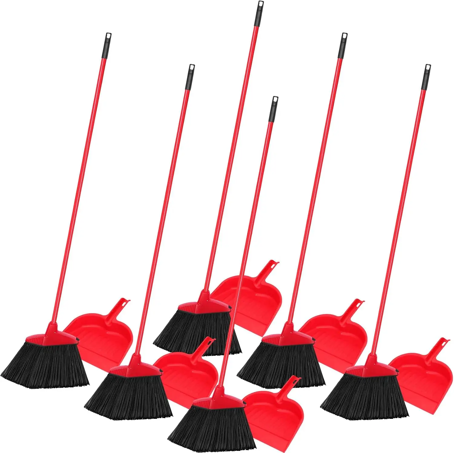 6 Pcs Broom and Dustpan Set, Red