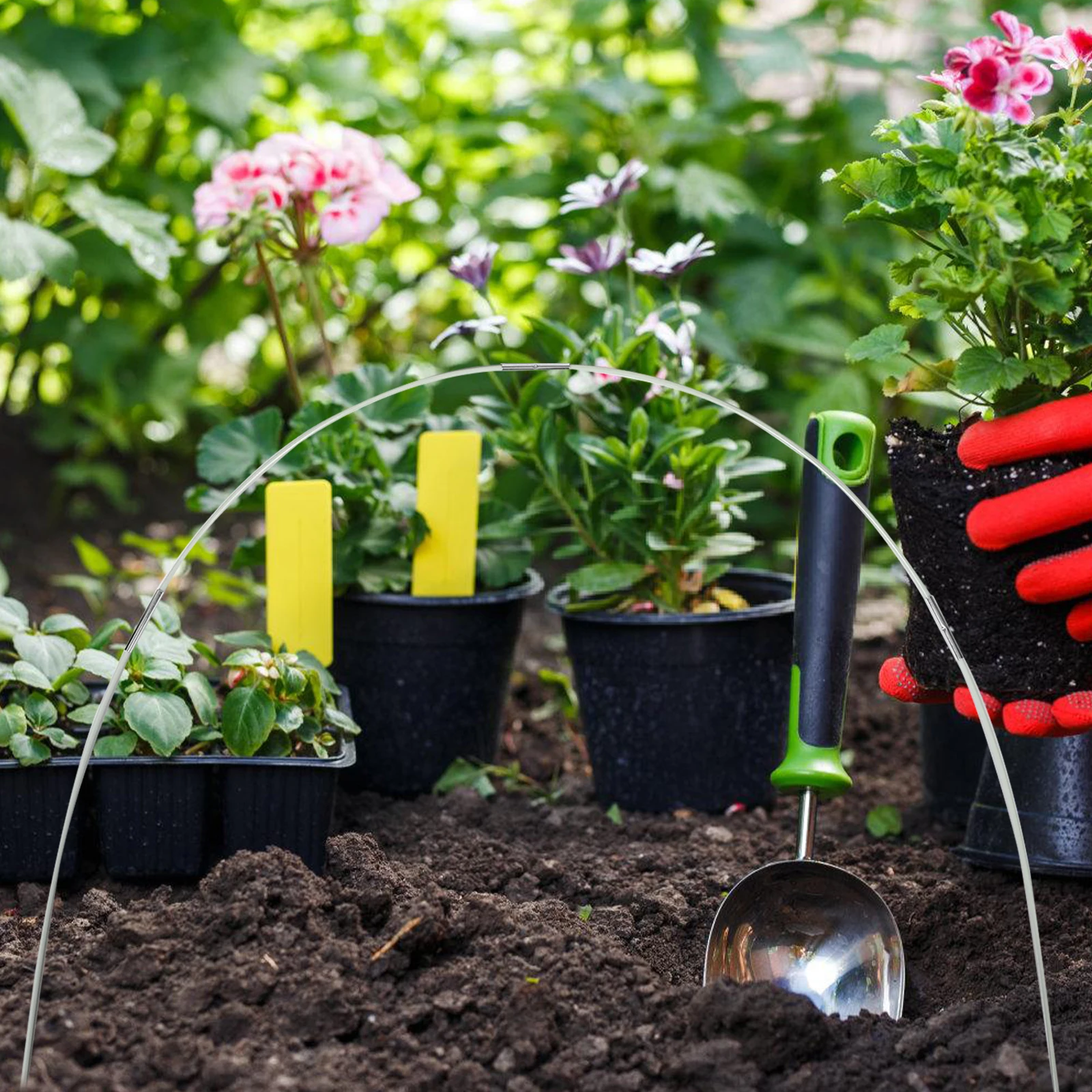 

Fiberglass Plant Support Stakes Garden Hoops Grow Tunnel Greenhouse Holder Raised Beds Metal Arched Hooks Courtyards