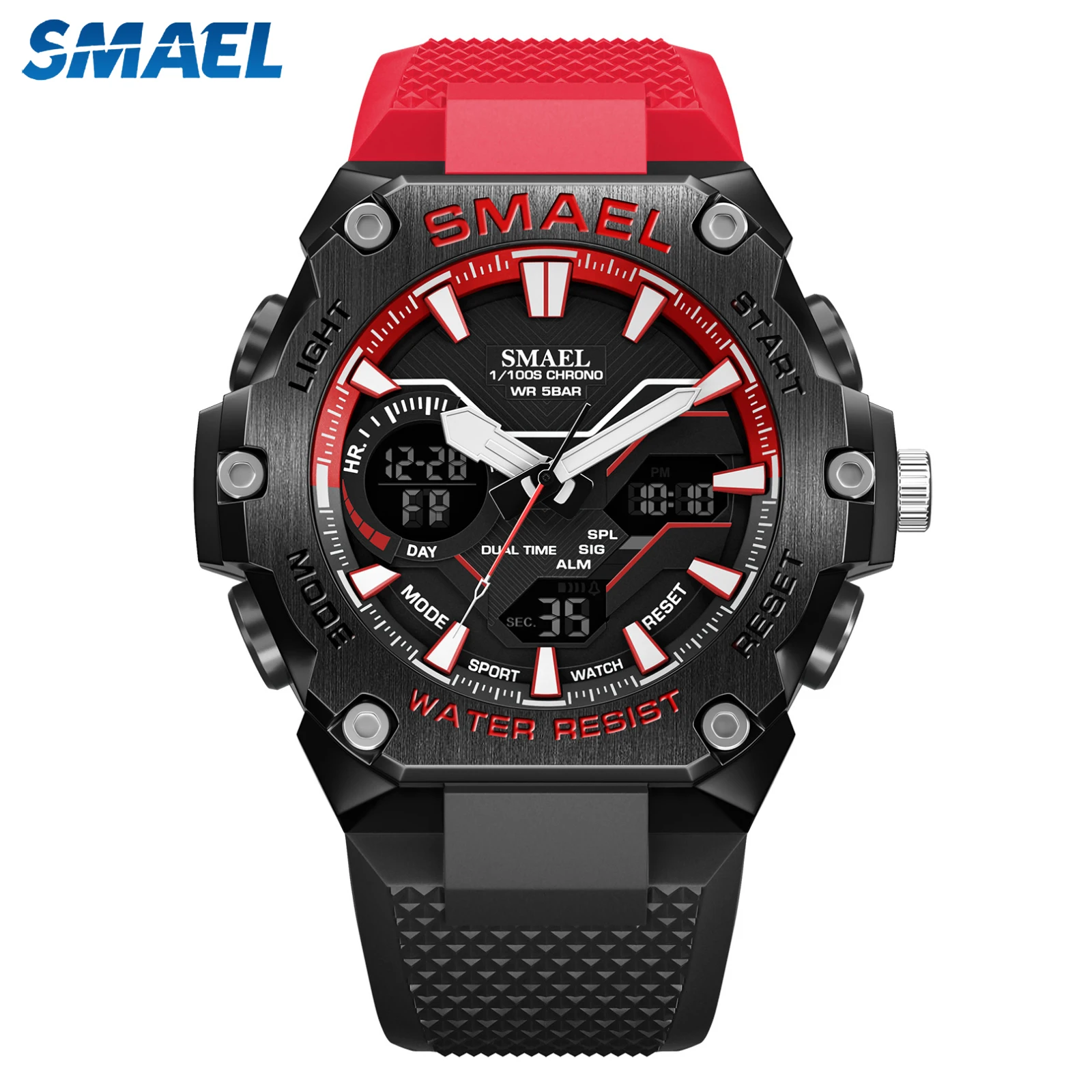 SMAEL Brand Sport Watches 50M Wateproof Dual Time Display Watches LED 8101 Stopwatches Alarm Multifunctional Men's Wristwatches