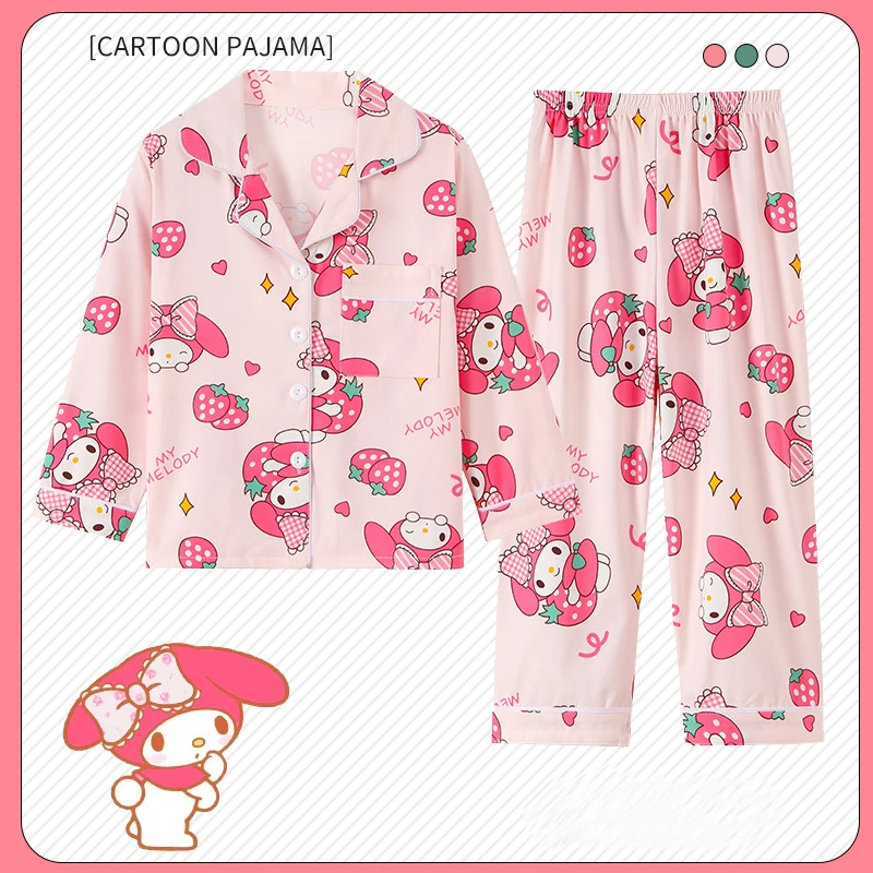 2pcs Kid's Cinnamoroll Pajamas, Long Sleeve Top & Pants Set, Kuromi Sanrio Print Loungewear, Comfy Casual Set, Girl's Clothes