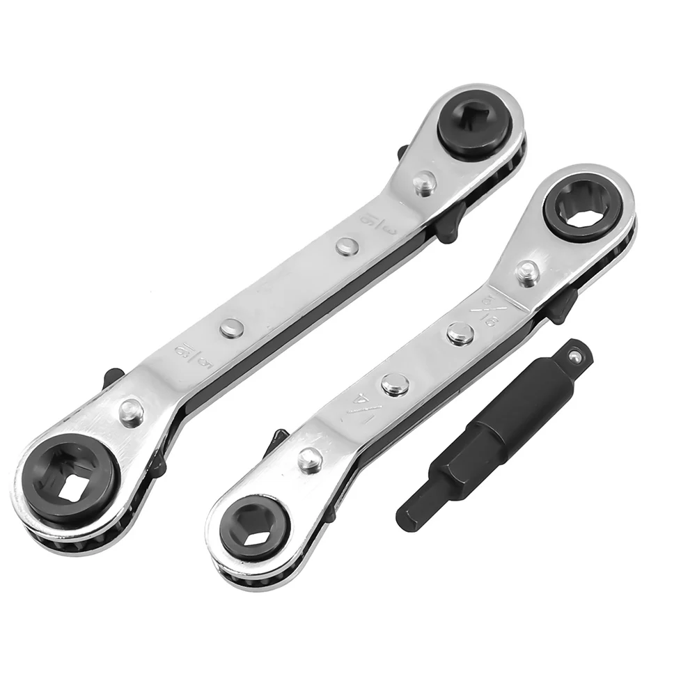 

1set Air Conditioner Refrigeration Ratcheting Service Wrench Hexagon Bit Adapter Tools Metal Hand Tools Accessories
