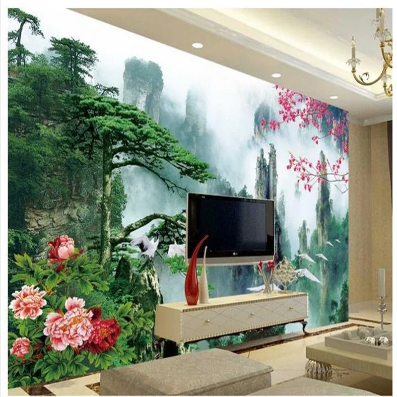 beibehang New style abstract 3D murals TV background wallpaper murals silk cloth cartoon underwater green guests wallpaper