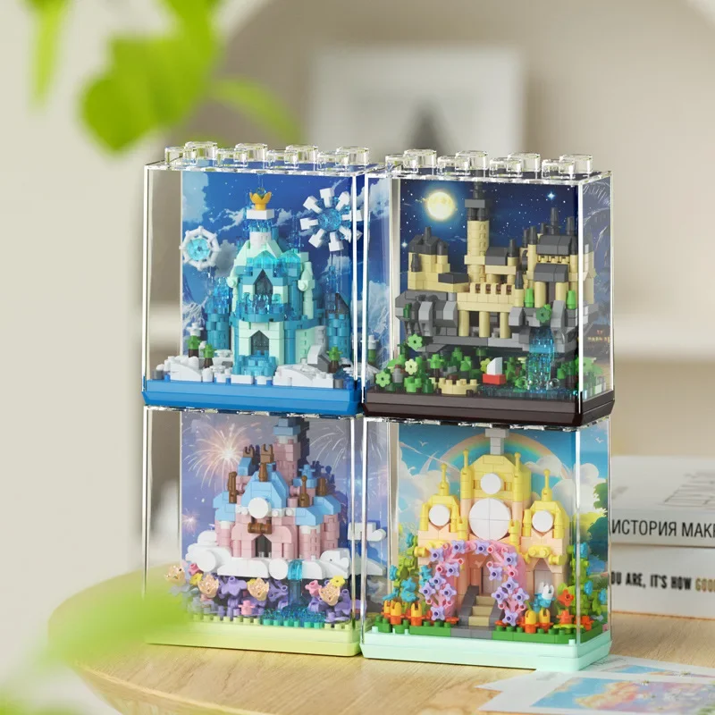 

Disney Story Toys Frozen Castle Micro Building Blocks Magic Castle Assembled DIY Model Mini Brick Figure Toys for Home Decora