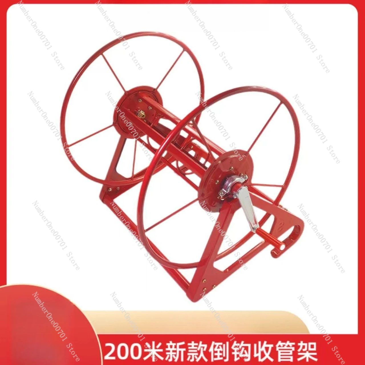 200m Farm Hose Reel, Portable Agricultural Water Pipe Storage Rack Easy Wind Up Organizer