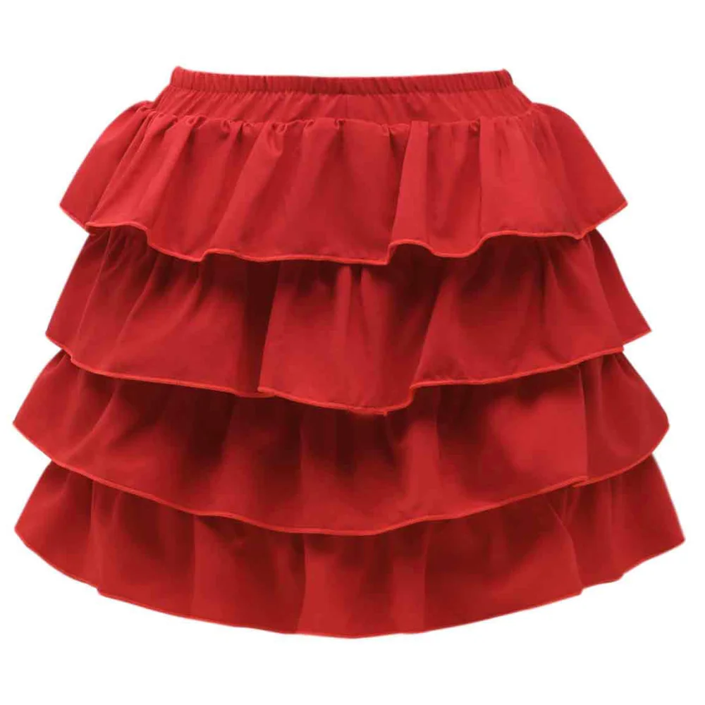 Romantic Tiered Ruffle Mini Skirt Women Elastic Waist Back Zip Flowy Frilly Vacation Party Skirt