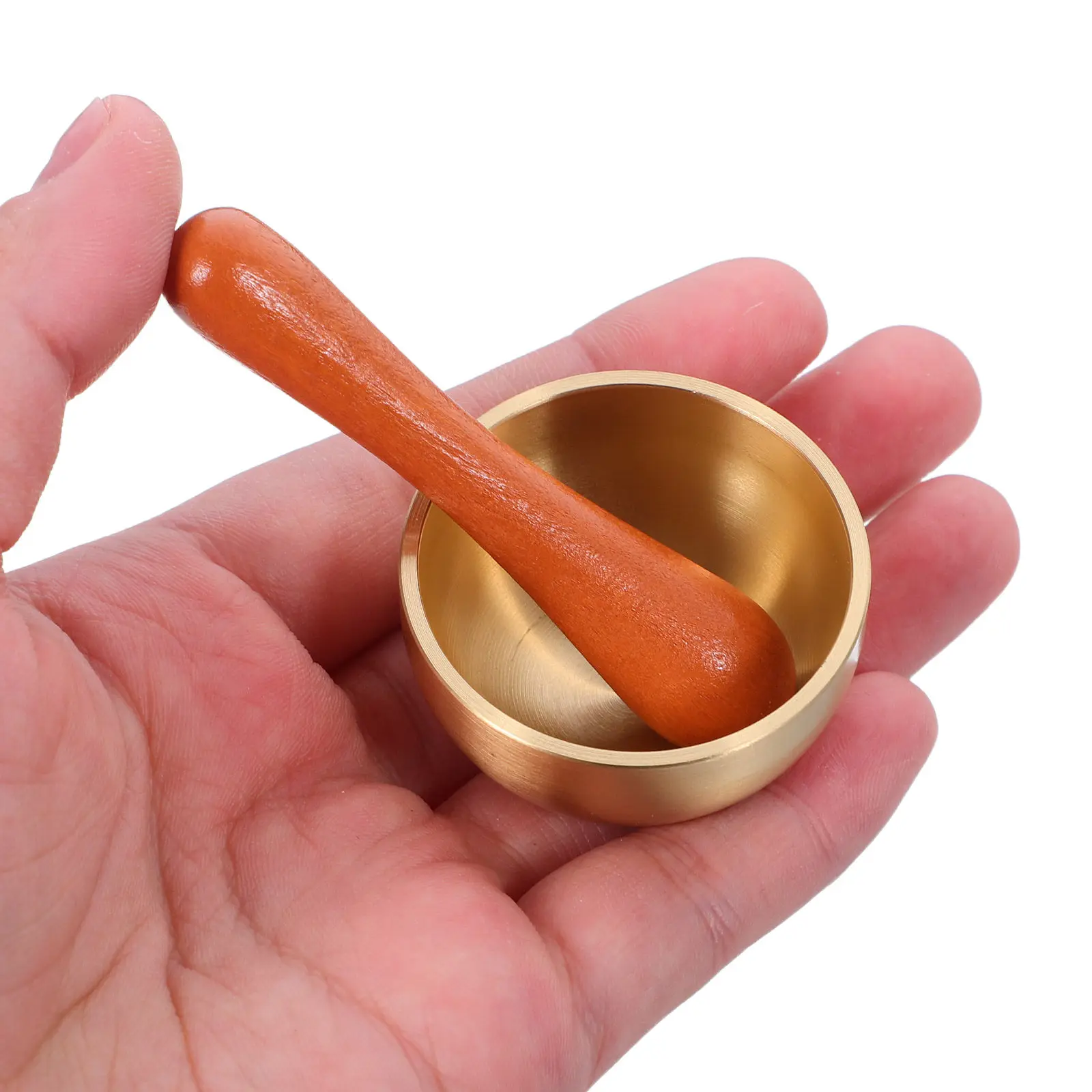 1 Set Mini Tibetan Singing Bowl 4cm Meditation Sound Bowl with Wooden Striker Yoga Chime Pot for Mindfulness Prayer Copper Bowl