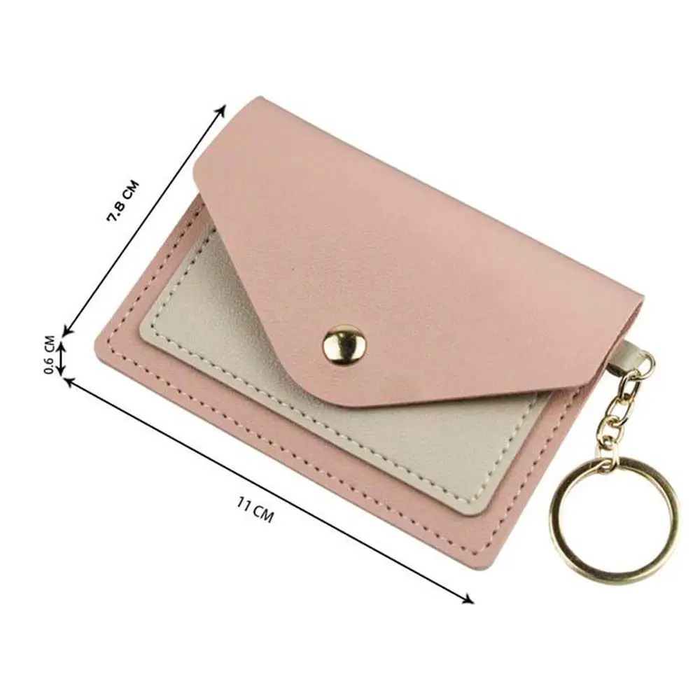 Candy Color Small Coin Pocket Student With Keychain Card Case Korean Style Card Holder Slim Wallet Coin Purse ID Card Holders