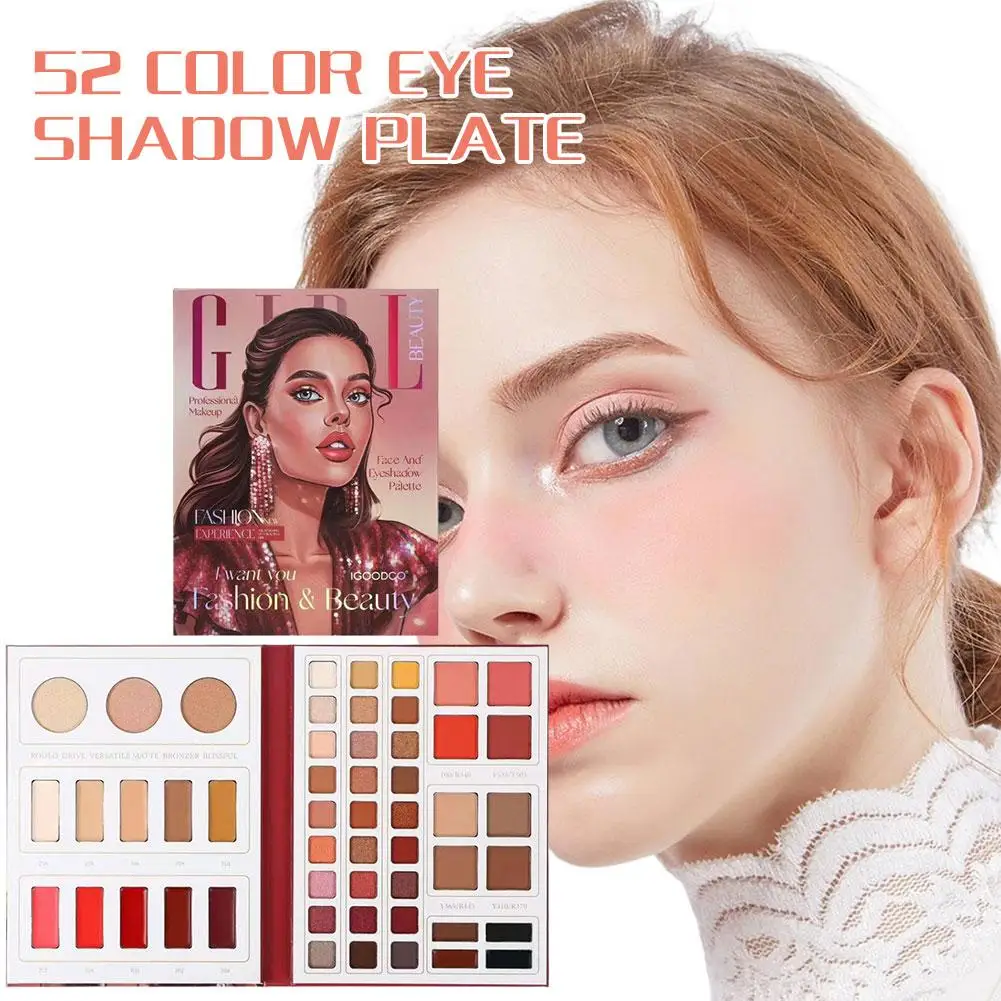 

52 Colors Multifunctional Eyeshadow Palette Shimmer Concealer Lipstick Matte Sequin Makeup Eyeshadow Blush N9m7