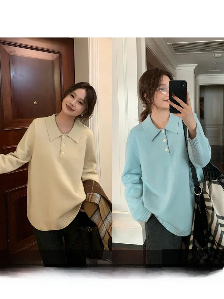 

Ele plus Size Women's Knitwear Collar Loose Fit Sweater Casual Wear Polyester Viscose Modified Acrylic Nylon Blend