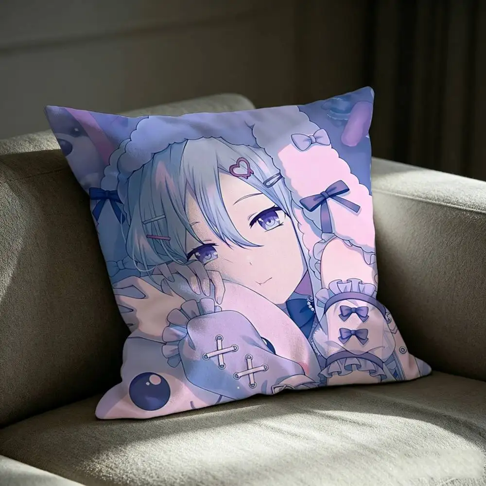 Nightcord at 25 Kanade Yoisaki Square Sofa Pillow Cover Solid Color Living Room Home Decor Cushion Case 5