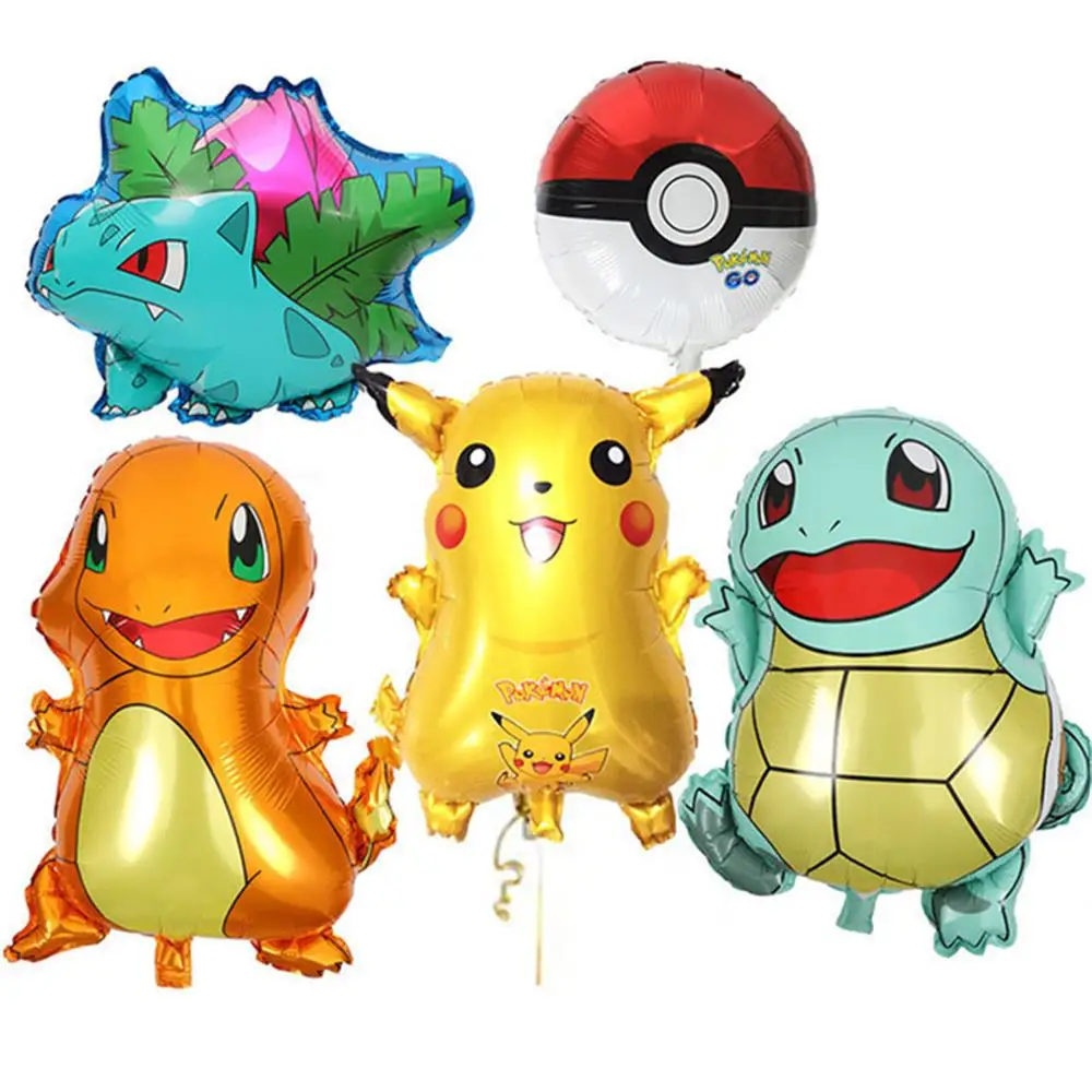 Pokemon Birthday Party Decoration Supplies Pikachu Squirtle Charmander Foil Balloon POKEMON GO Tableware Pikachu Baby Shower Dec