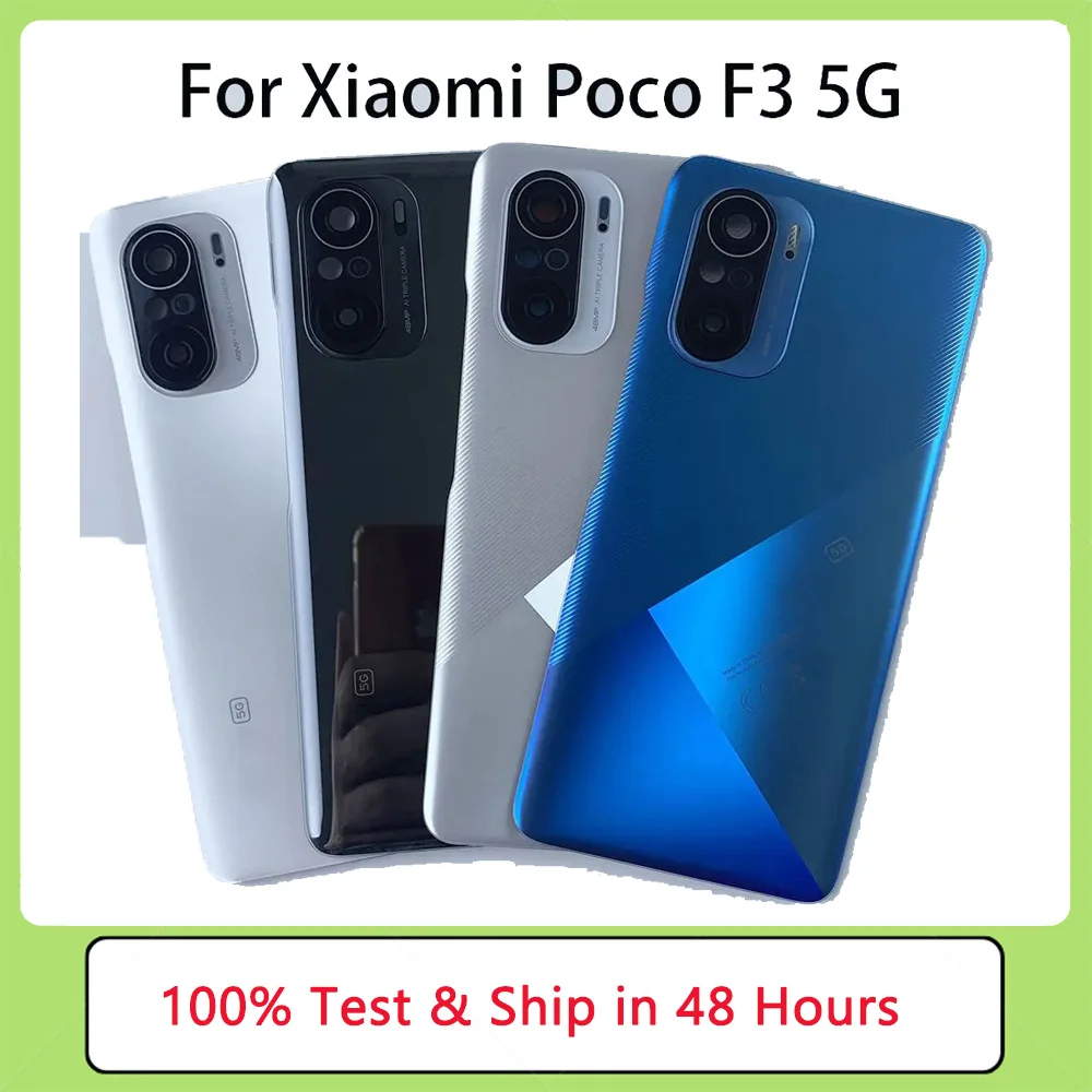 

For Xiaomi Poco F3 5G Glass Back Battery Cover Replacement Rear Housing Door Case With Camera Lens