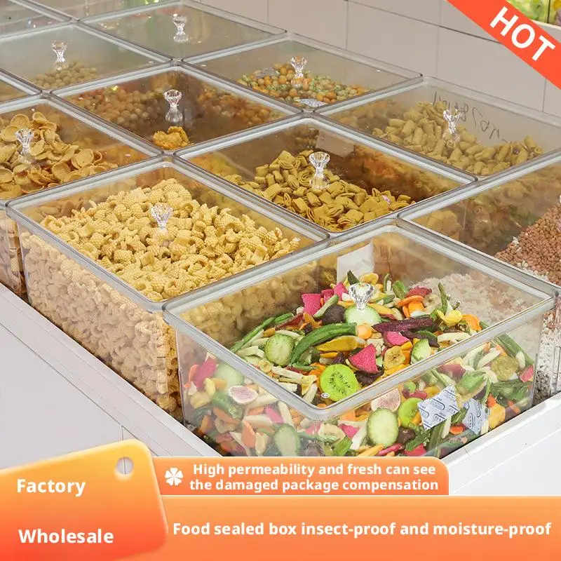 

Герметичная коробка для супермаркета, влагостойкая и устойчивая к плесени, объемные закуски, сухофрукты, акриловая прозрачная коробка для сохранения свежести
