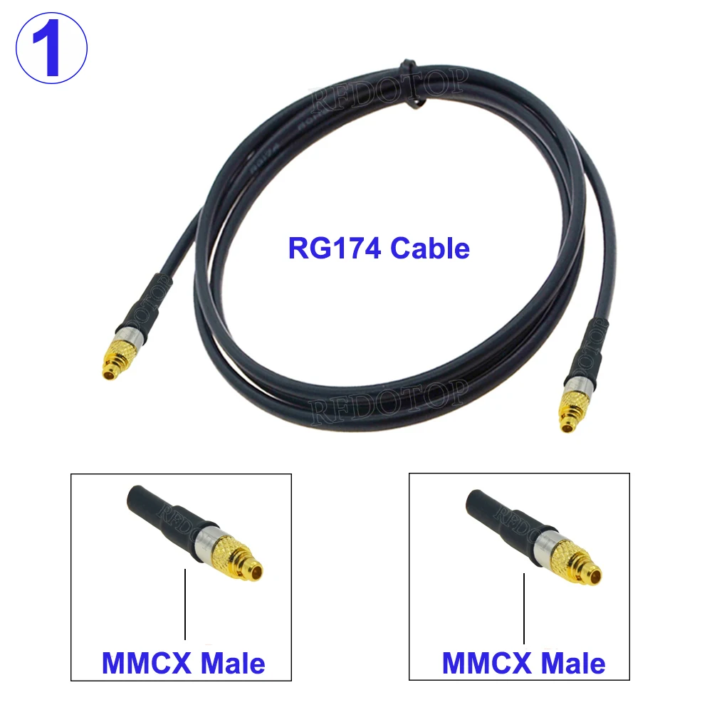1Pcs RG-174 MMCX Male Plug to MMCX Female Jack Connector Adapter 50 Ohm RG174 RF Coaxial Cable Pigtail Extension Cord Jumper