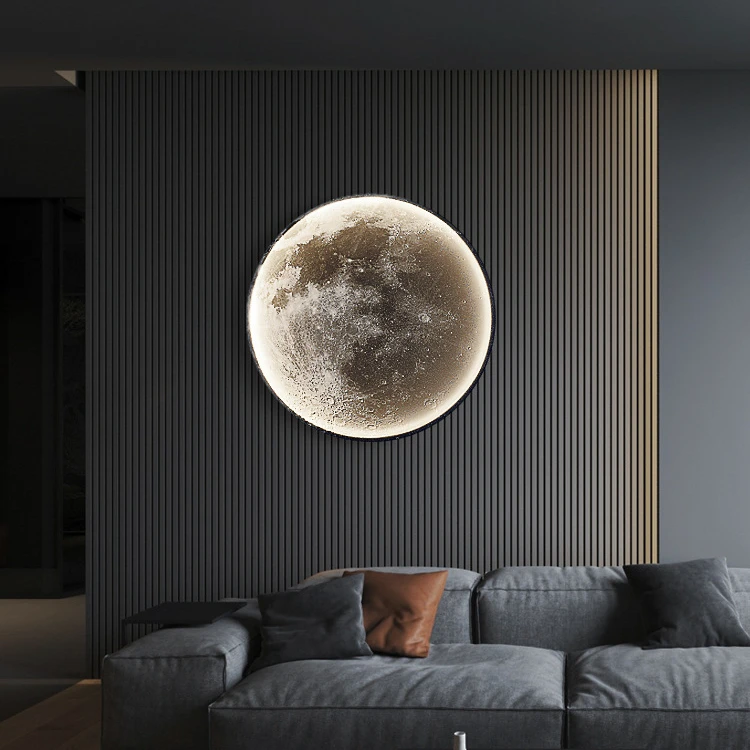 Modern Luxury Creative Aisle Corridor Mural Art Living Room Background Decoration Light Bedroom Bedside Lamps Moon Wall Lamp