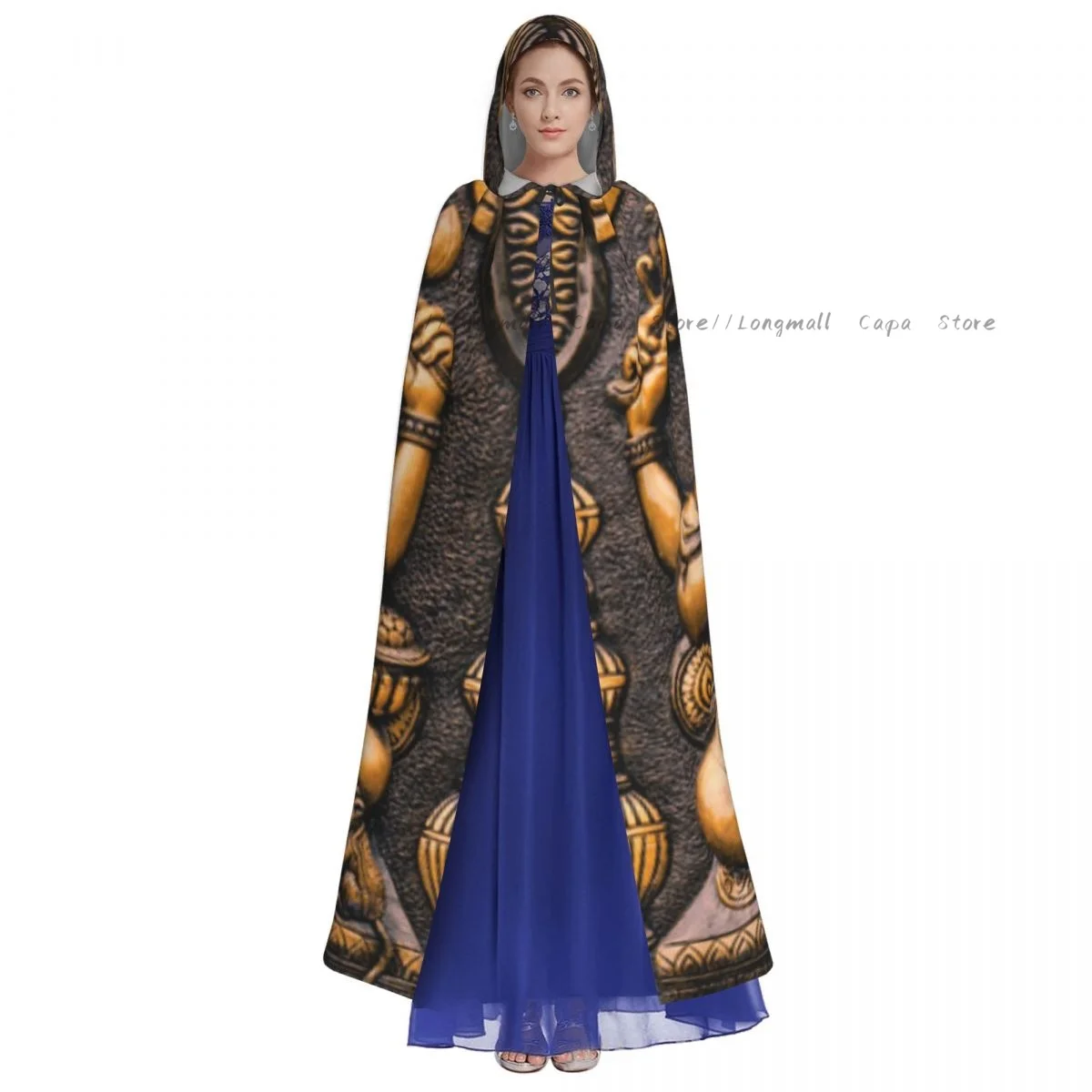 Adult Halloween Hindu God Ganesha Lord Of Success Cloak Cape Hooded Medieval Costume Full Length Dress Coat