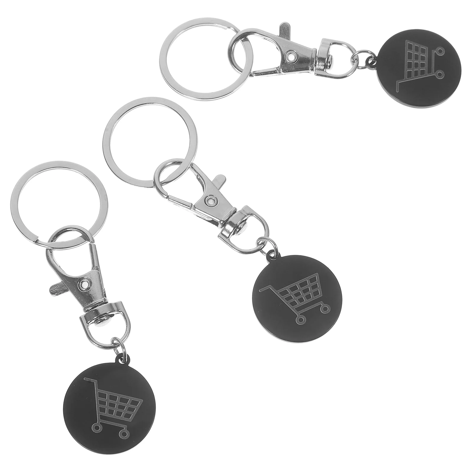 

3 Pcs Shopping Cart Keychain Trolley Token Ring Decor Ornament Pendant Keyring Stainless Steel Small Tokens Keyrings