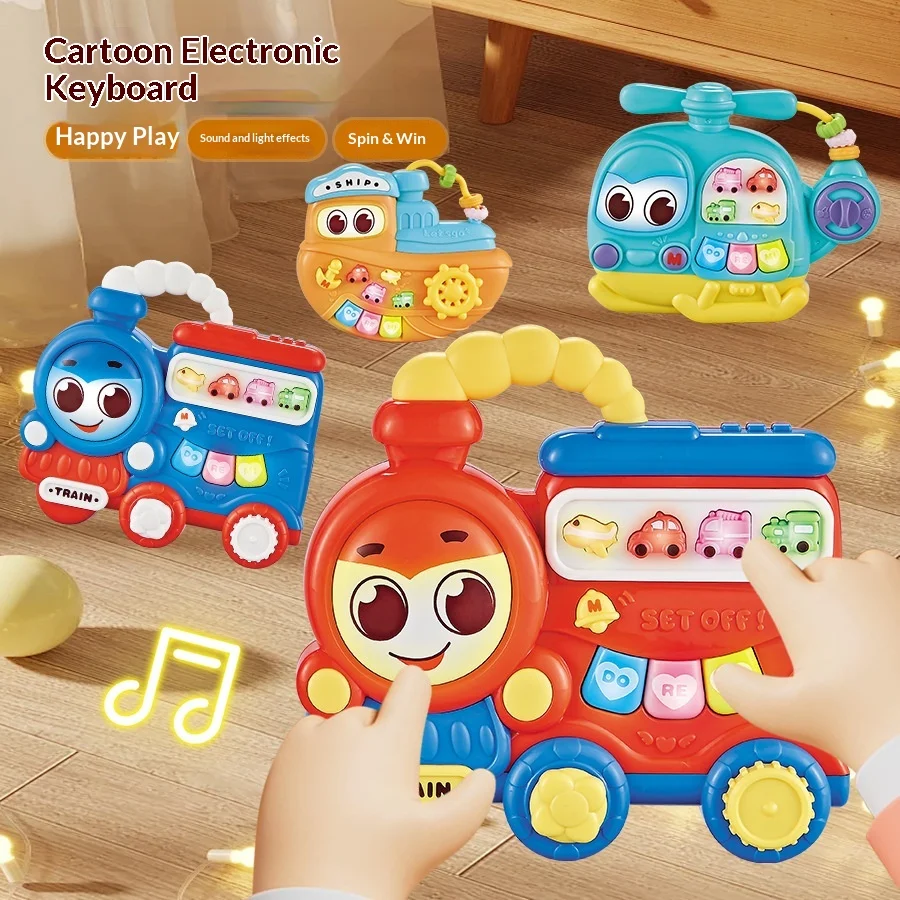 Cartoon music electronic piano cartoon train ship acousto-optic finger piano gift from the best collector