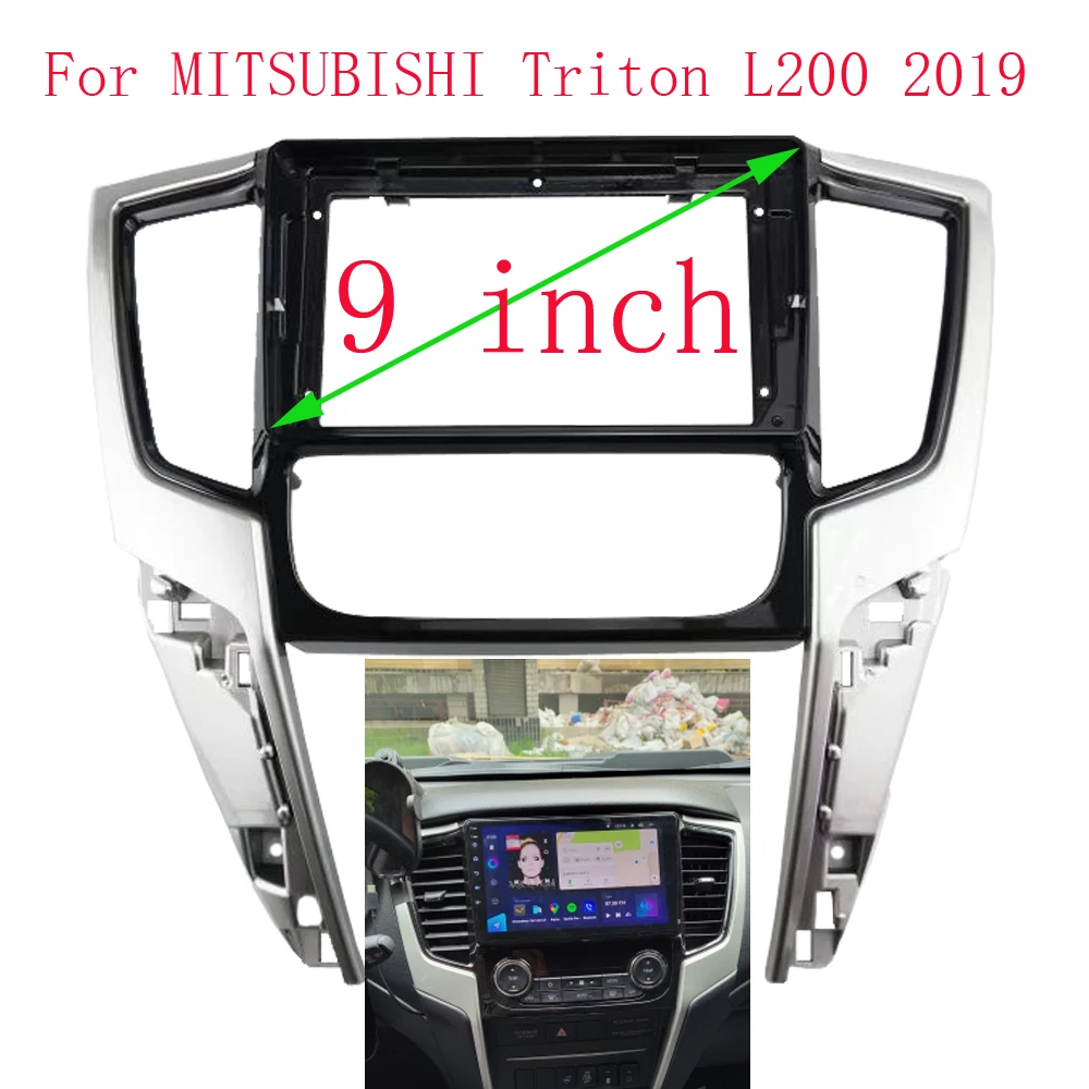 9 Inch 2 Din Car Stereo Radio Fascia Dash Player DVD Adapter Frame Panel For Mitsubishi Triton L200 2019