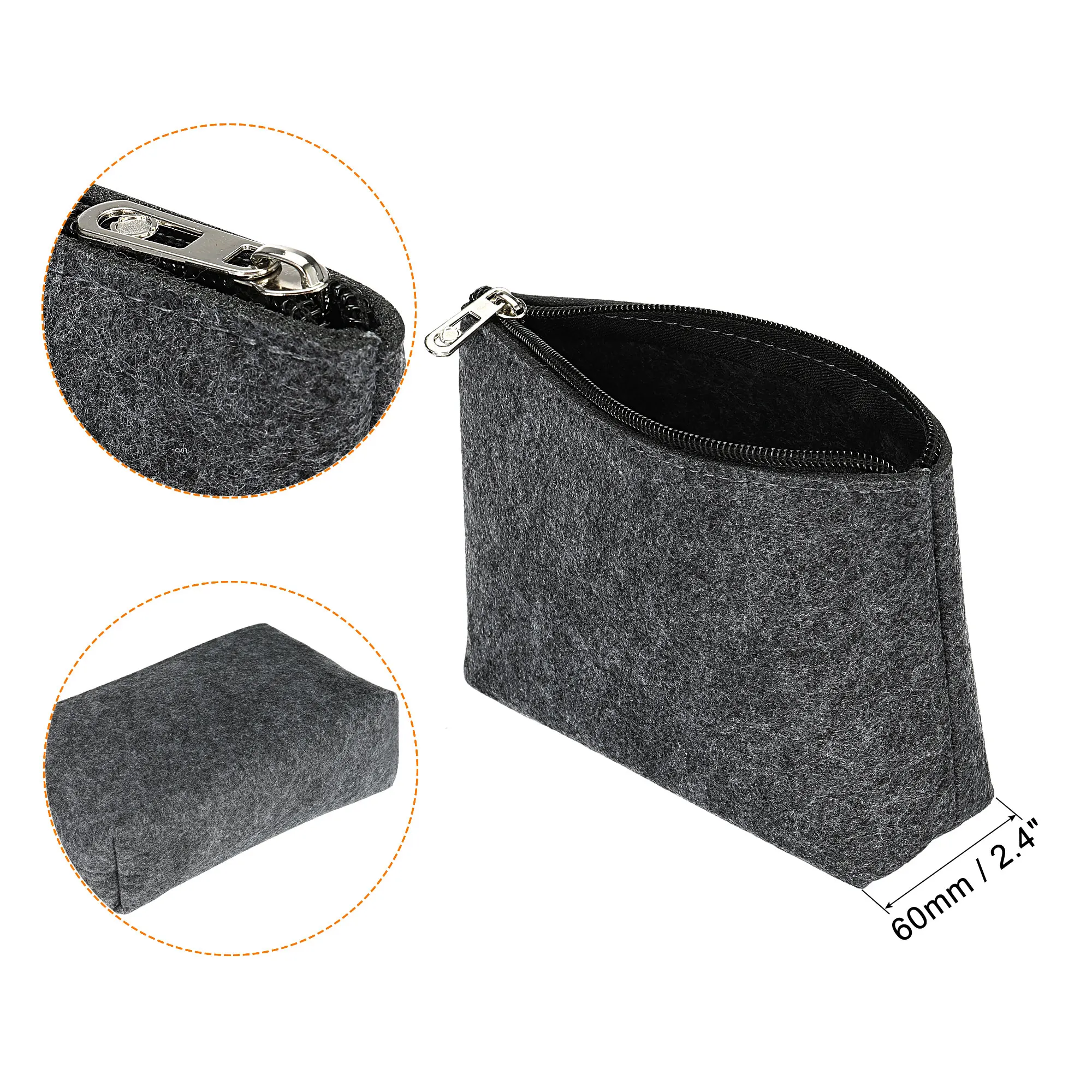 1/2Pcs Felt Pencil Bag Pen Case Stationery Storage Zipper Pouch for Office Organizer Light Gray/Gray/Dark Gray