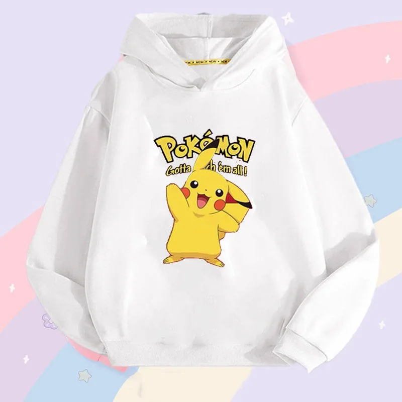 Boys & Girls' Pikachu Hoodie Jacket 2025 - Pokémon Long-Sleeve Versatile Outerwear (Big Kids), Spring/Fall Casual Layering Top
