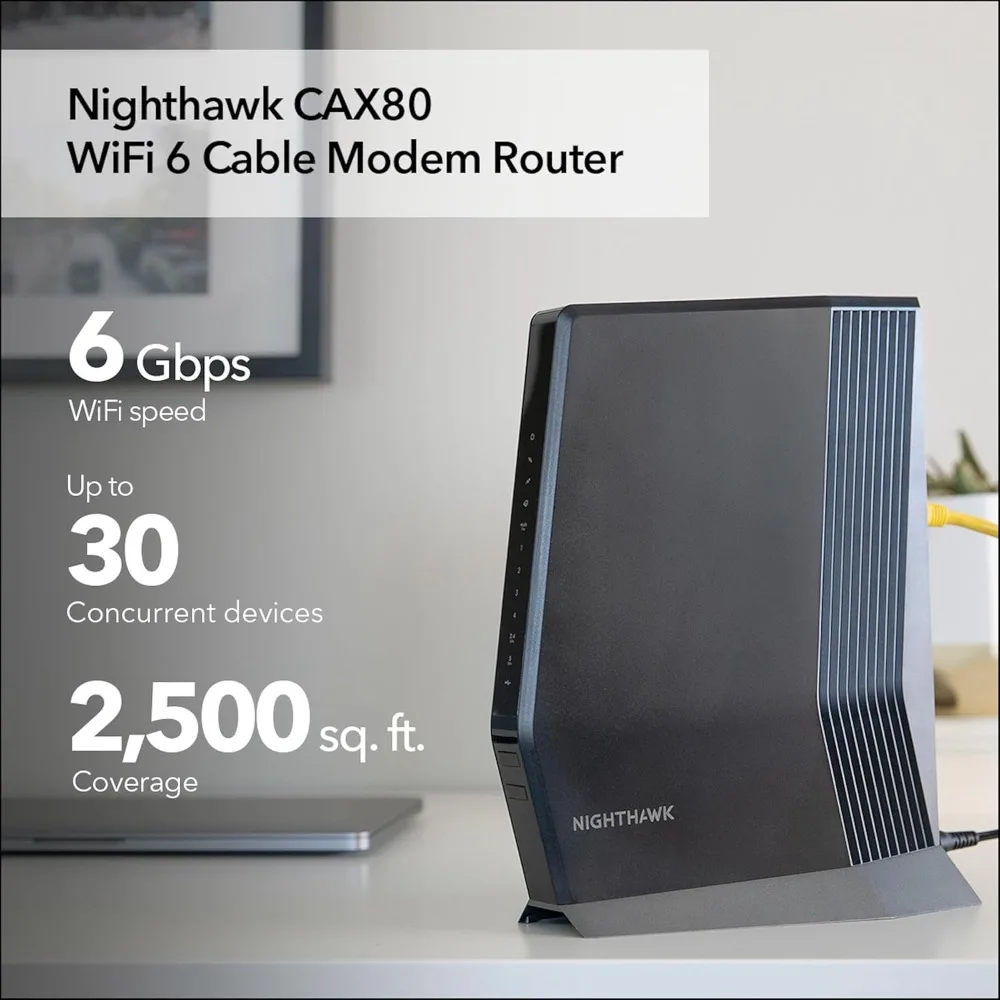 Cable Modem with Built-in WiFi 6 Router (CAX80), Cox | Plans Up to 6Gbps AX6000 speed DOCSIS 3.1, Black