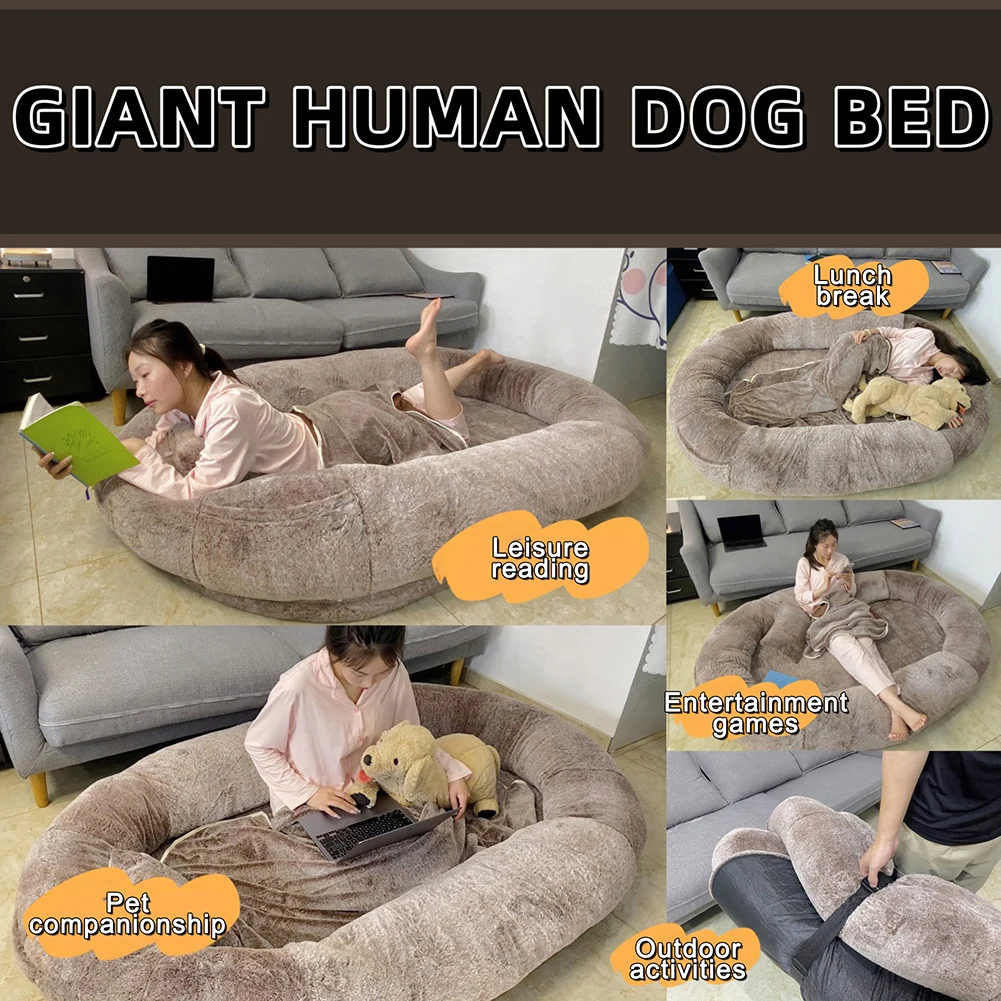 Imagem -03 - Cama Gigante Confortável do Cão de Pelúcia com Bolso Pet Bed Portátil Cama Grande do Cão Bolsa de Feijão Sofá Tamanho Extra Nap Animais