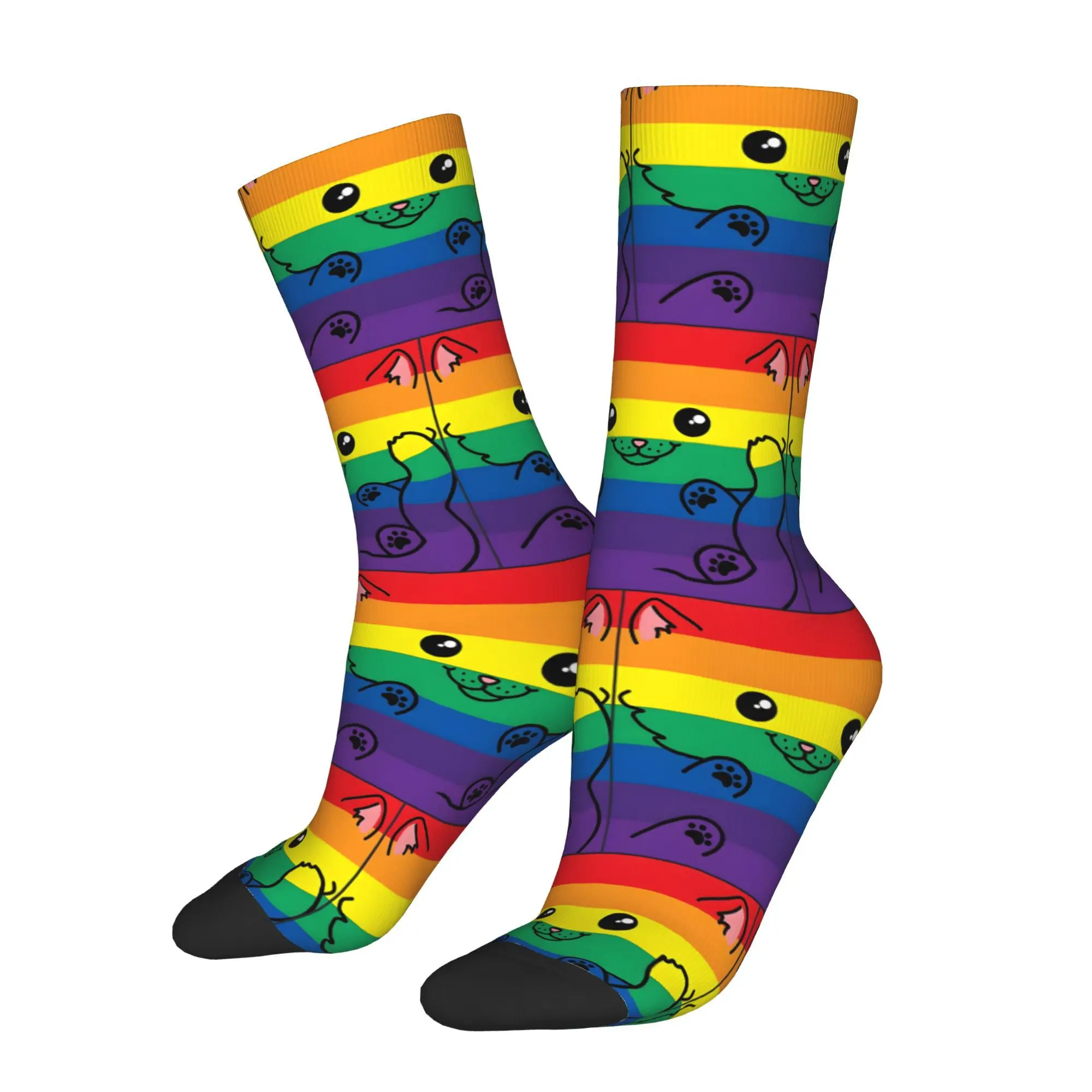 

All Over Rainbow Cat Unisex Winter Socks Happy Socks Street Style Crazy Sock