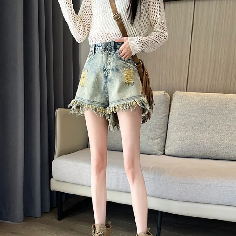 

Loose Baggy Women's Denim Shorts Summer Female Short Jeans Pants High Waist Hot Elasticty Stretchy Korean Style To Wear Elegant