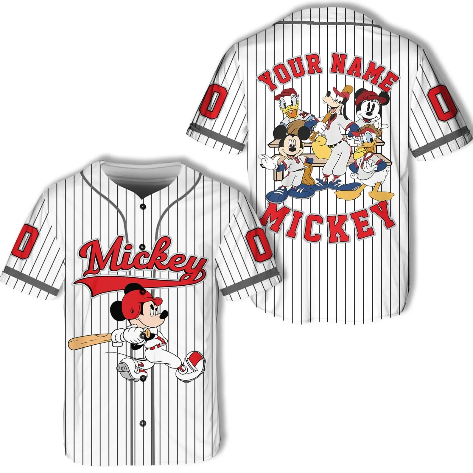 Custom Disney Game Day Baseball Jersey Men Women Short Sleeve Jersey Mickey and Friends Baseball Jersey Disney Baseball Shirt