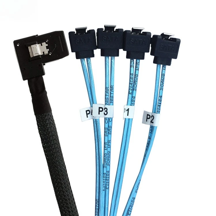 ADT-Link 30V AC ミニ SAS 8087 直角 - 4 SATA 90 °   ケーブル - 12G 高速サーバー接続低電力接触抵抗