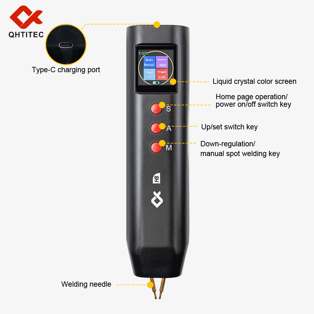 Handheld Spot Welder DIY Color Screen Manual/Automatic Dual-mode Spot Welding Machine For 18650 Battery Nickel Strip Welding
