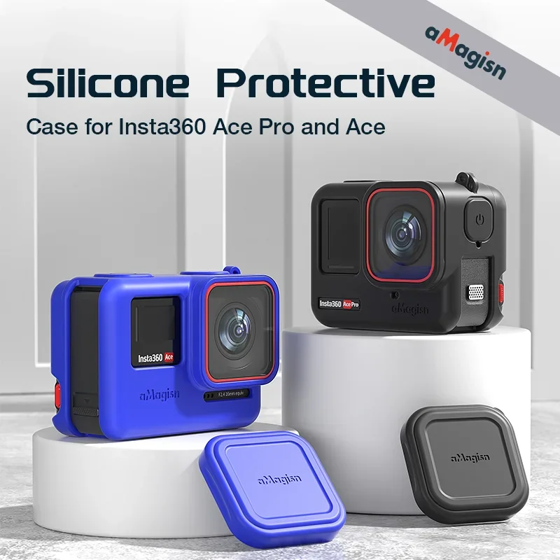 Silicone Case For Insta360 Ace/Ace Pro Soft Protective Shell Action Camera Lens Cap Housing Body Cover Accessories