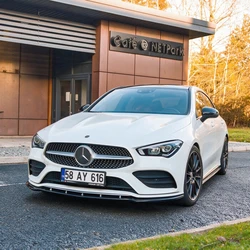 Car Front Bumper Lip Spoiler Body Kit Tuning Gloss Black ABS For Mercedes Benz CLA Class C118 X118 AMG Pre-Lci 2020-2022 2023