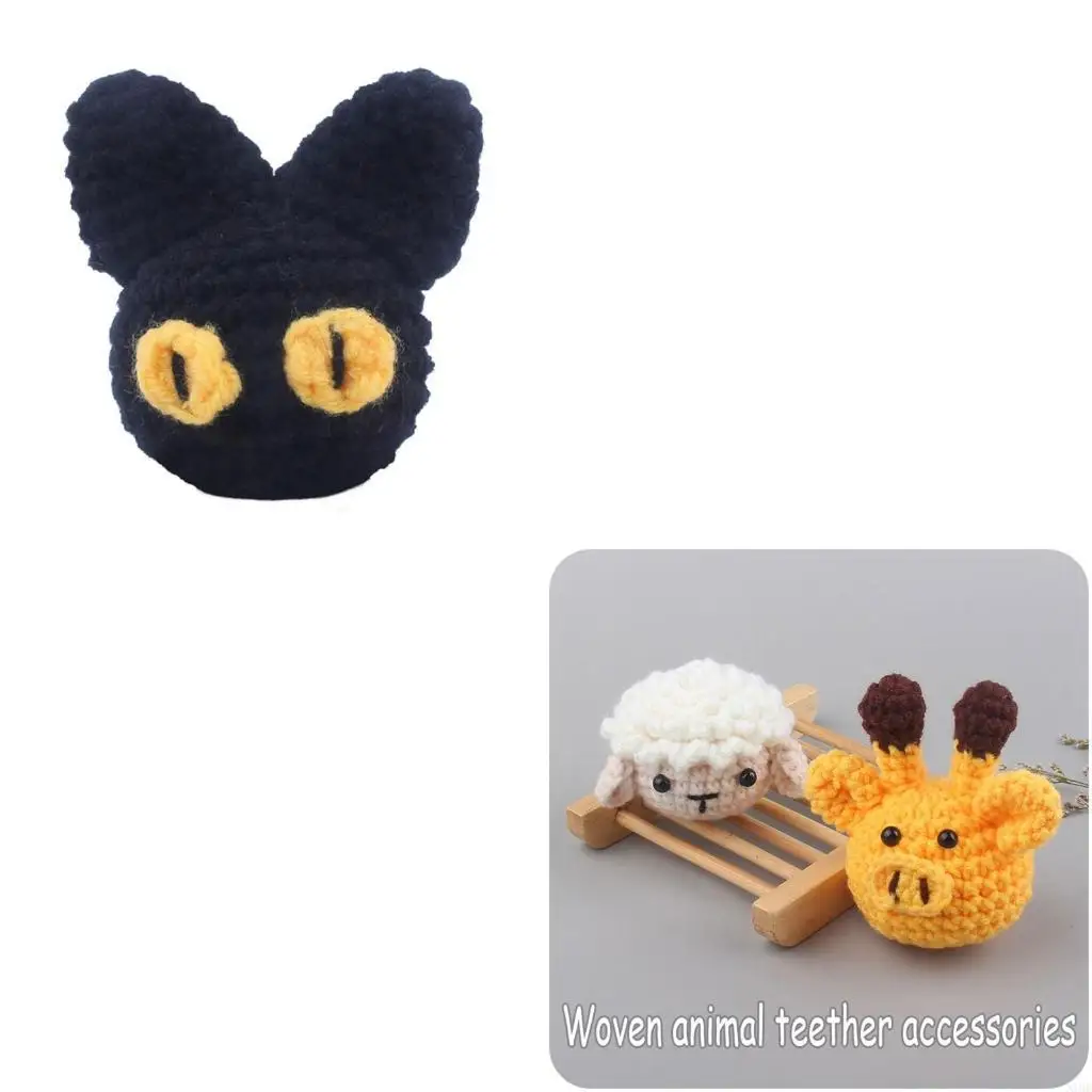 

Handmade Crochet Animal for Head Knitting Beads DIY Baby Pacifier Chain Chewable