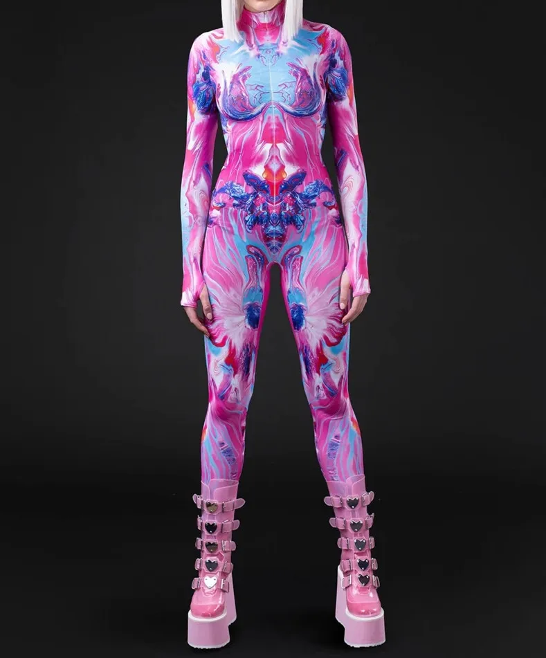Unisex Steampunk 3D-Digitaldruck Halloween-Party Rollenspiel-Jumpsuit Damen Herren Cosplay-Kostüm Karneval Feiertags-Bodysuit – Detail 19