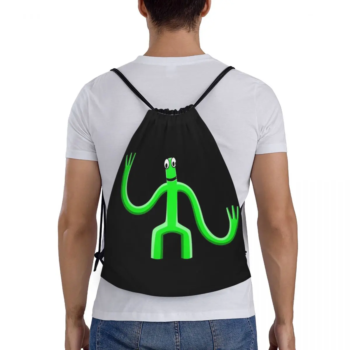 Mochila verde personalizada para hombre y mujer, morral ligero con cordón para videojuegos, gimnasio, deportes, Yoga