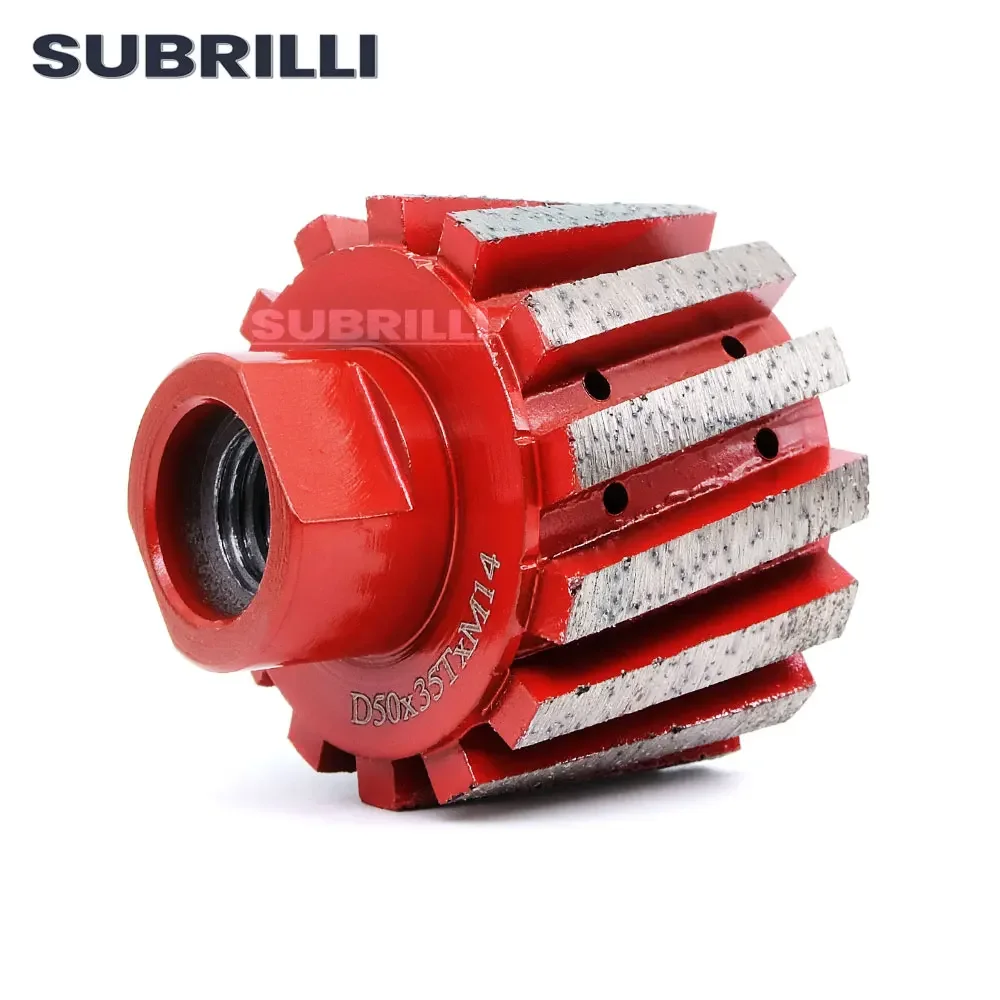 SUBRILLI 2 Inch Diamond Zero Tolerance Drum Wheel For Grinding Stone Concrete 50MM Metal Segmented Abrasive