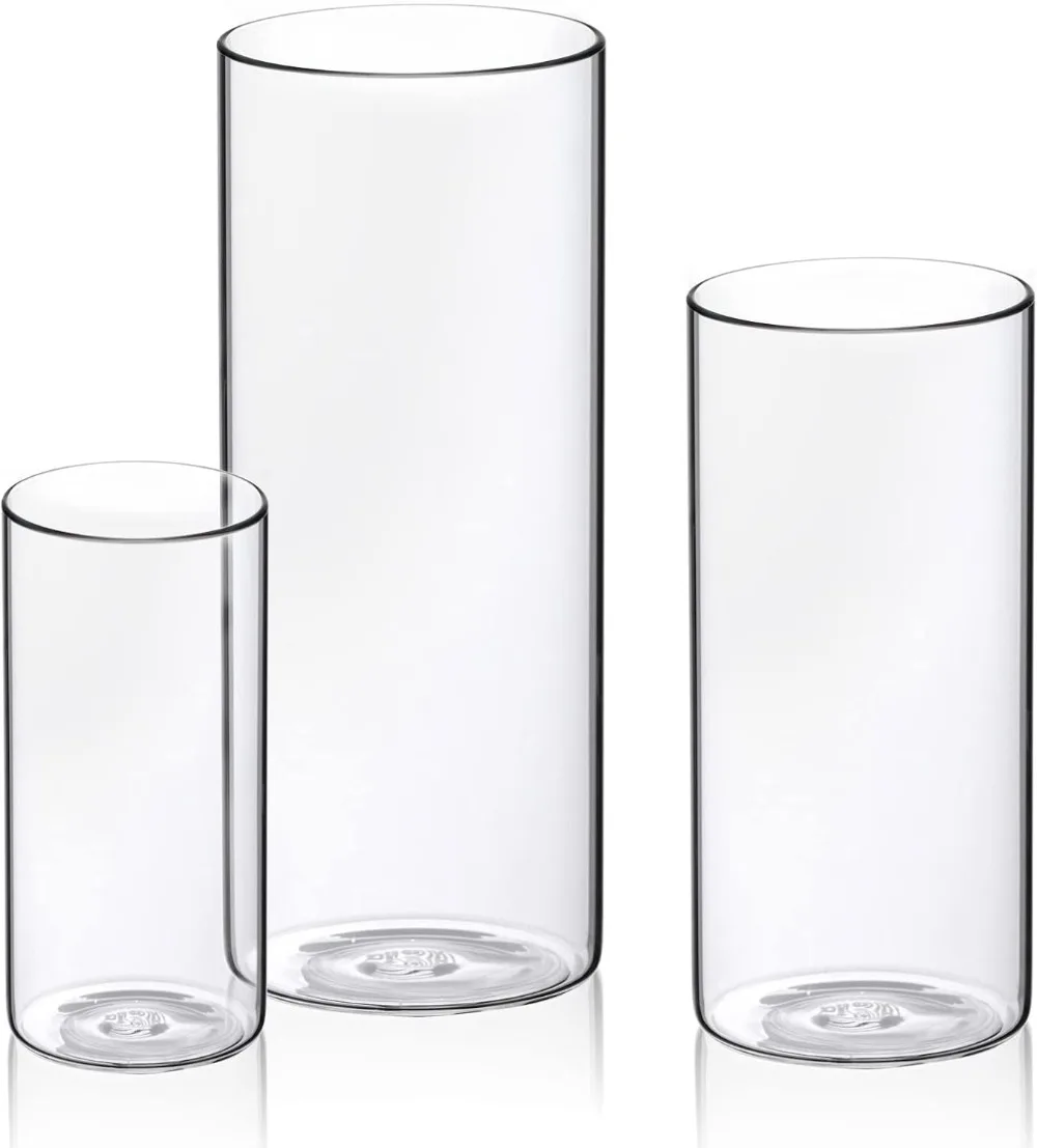 WDHODEC Hurricane Candle Holders for Pillar Candles, Clear Glass Cylinder Vases for Flowers, Votives for Wedding Party