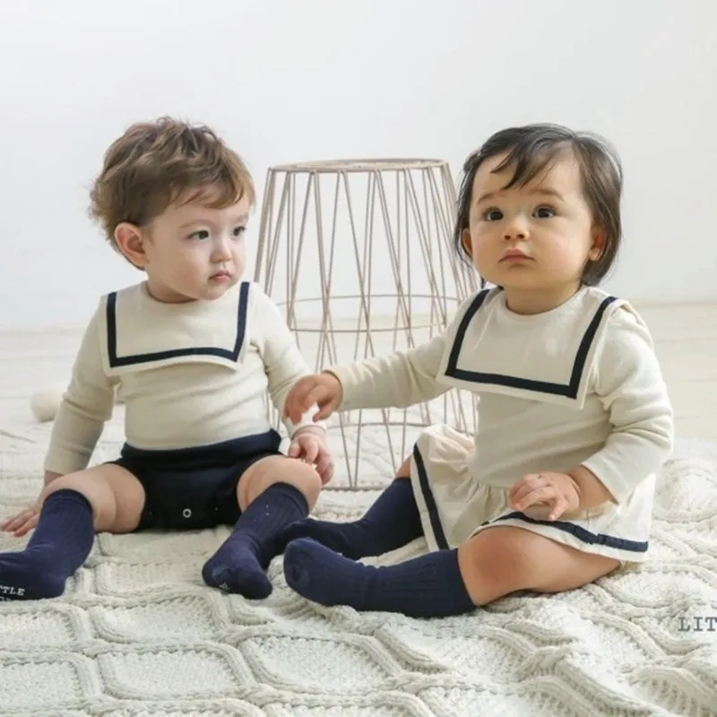 

Newborn Baby Brother and Sister Matching Clothes Twin Clothes Boy and Girl Baby Boy Romper Girl Bodysuits Dress Onesie Overalls