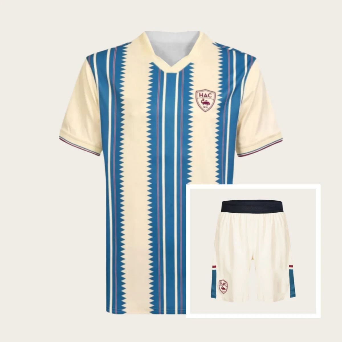 Conjunto Esportivo Casual Adulto e Infantil Maillot HAC 2025/26: Camisa Terceira e Shorts para Treino de Futebol de Verão 2025-26, Respirável e de Secagem Rápida