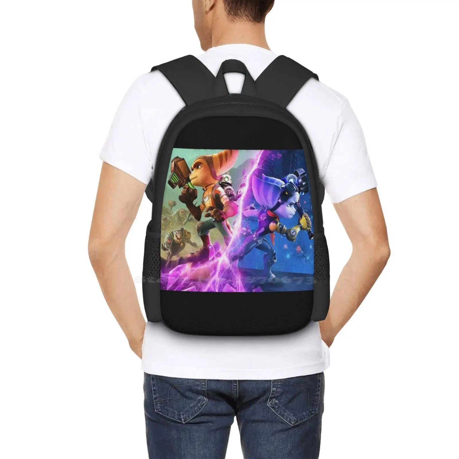 Ratchet & Clank Mochila Estudante Universitário Adolescente, Sacos De Design Padrão