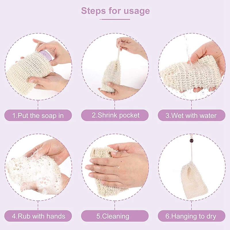 Natural Soap Bag Exfoliating Soap Saver Pouch Bath Pouch Soap Savers For Bar Soap With Drawstring Pocket