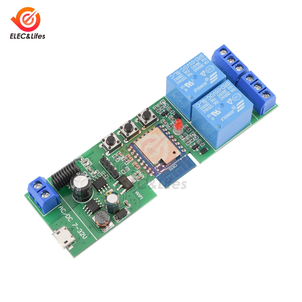 Tuya eWelink Smart Home 2CH Wifi Motor Forward Reverse Switch USB 5V DC 12V 24V 32V 2 Channel Module Relay,Alexa Remote Control